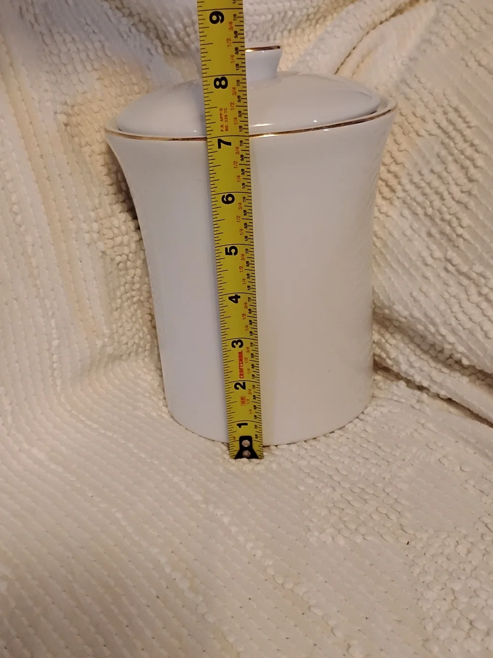 Gevalia White Ceramic Coffee Canister w/ Lid Gold Trim Kitchen Storage Jar